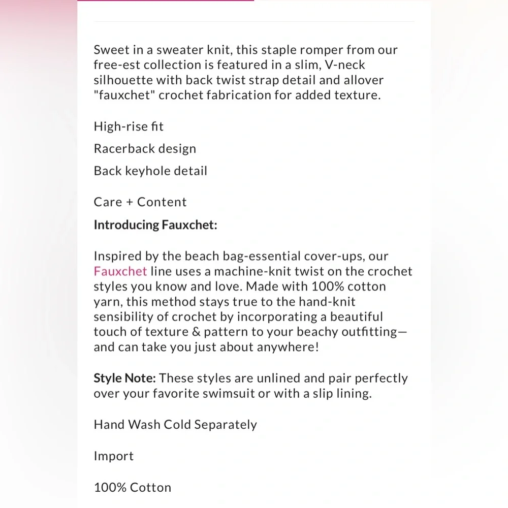 FREE PEOPLE Fauxchet Romper🌻✌🏾NWT - Picture 6 of 6